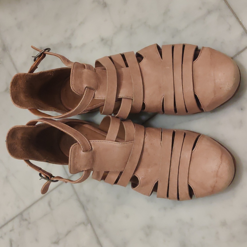Cocolico Leather pink nude fisherman style wrap sandals Spain